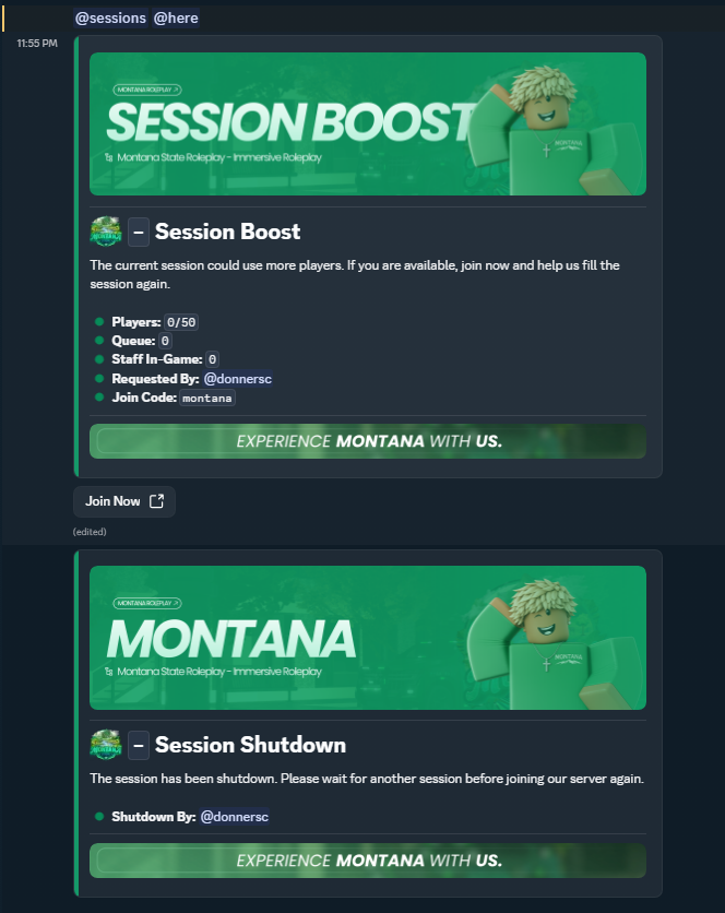 Montana session boost and shutdown system