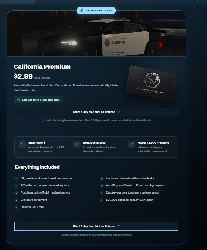 California Premium website