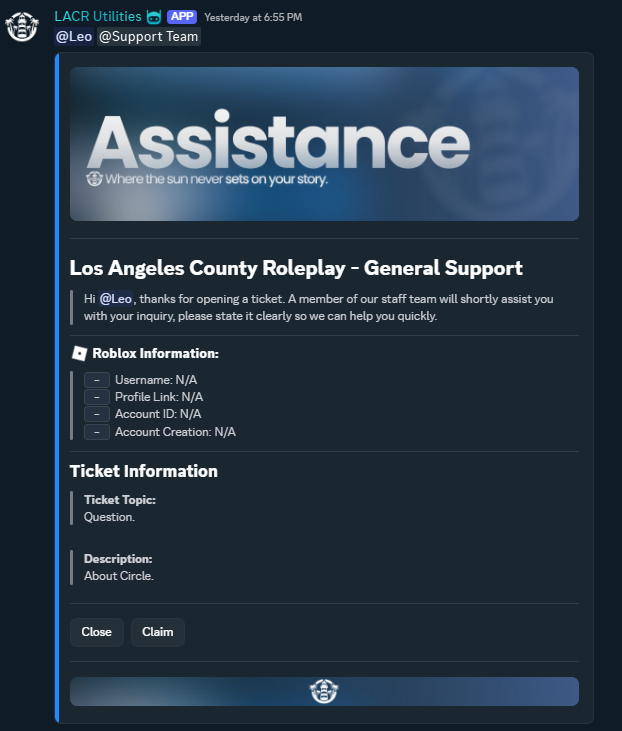 Support ticket system